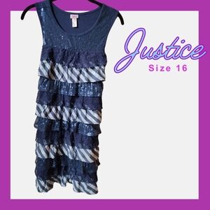 Justice Sequined Layered Birthday Party Dress Girls' Size 16/ XL